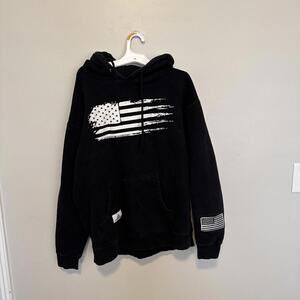 Freedom Industries Hoodie Large Black Cotton USA Flag American Casual Adult Mens